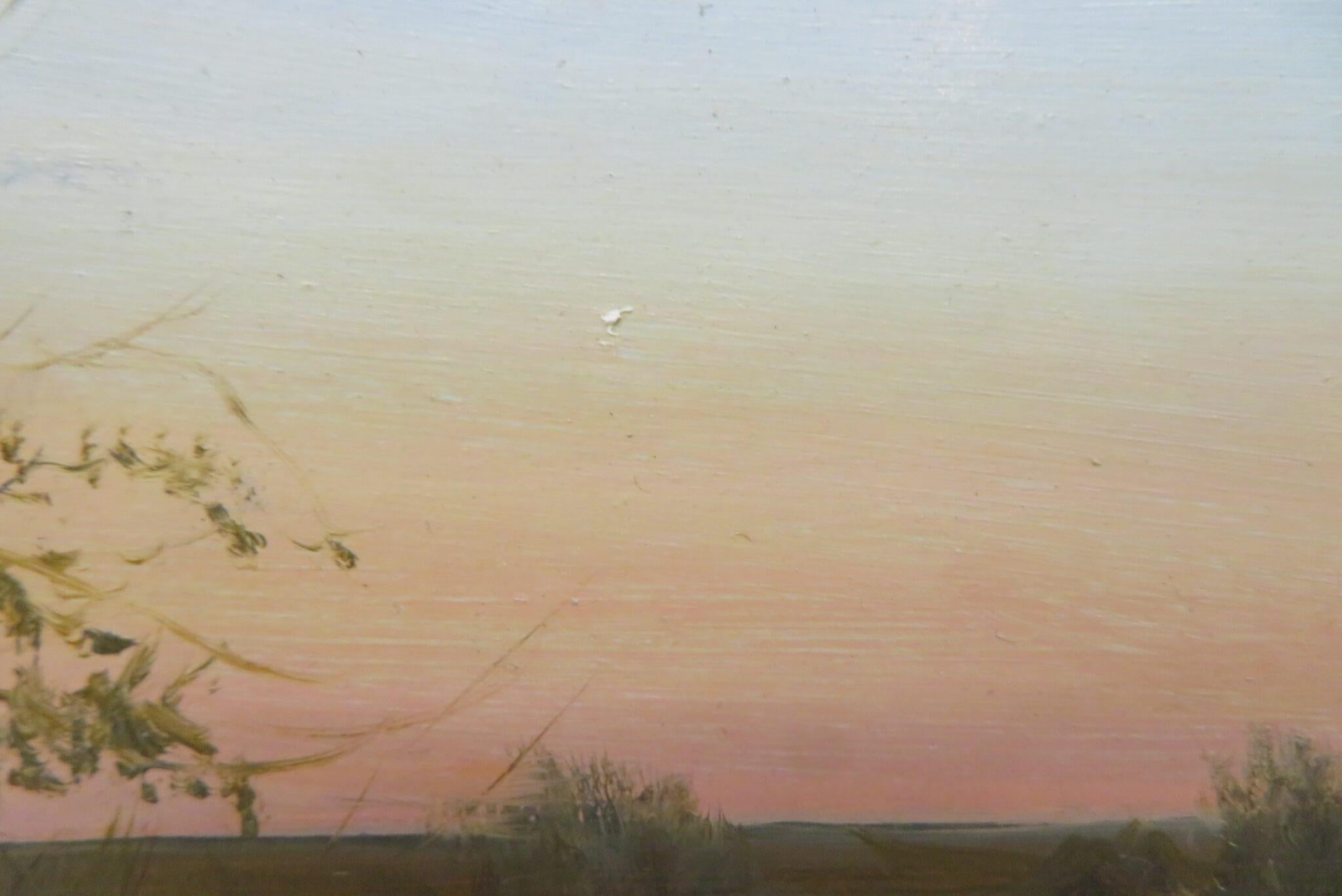 Peinture à l'huile originale anglaise au coucher du soleil, c.C. 1980 