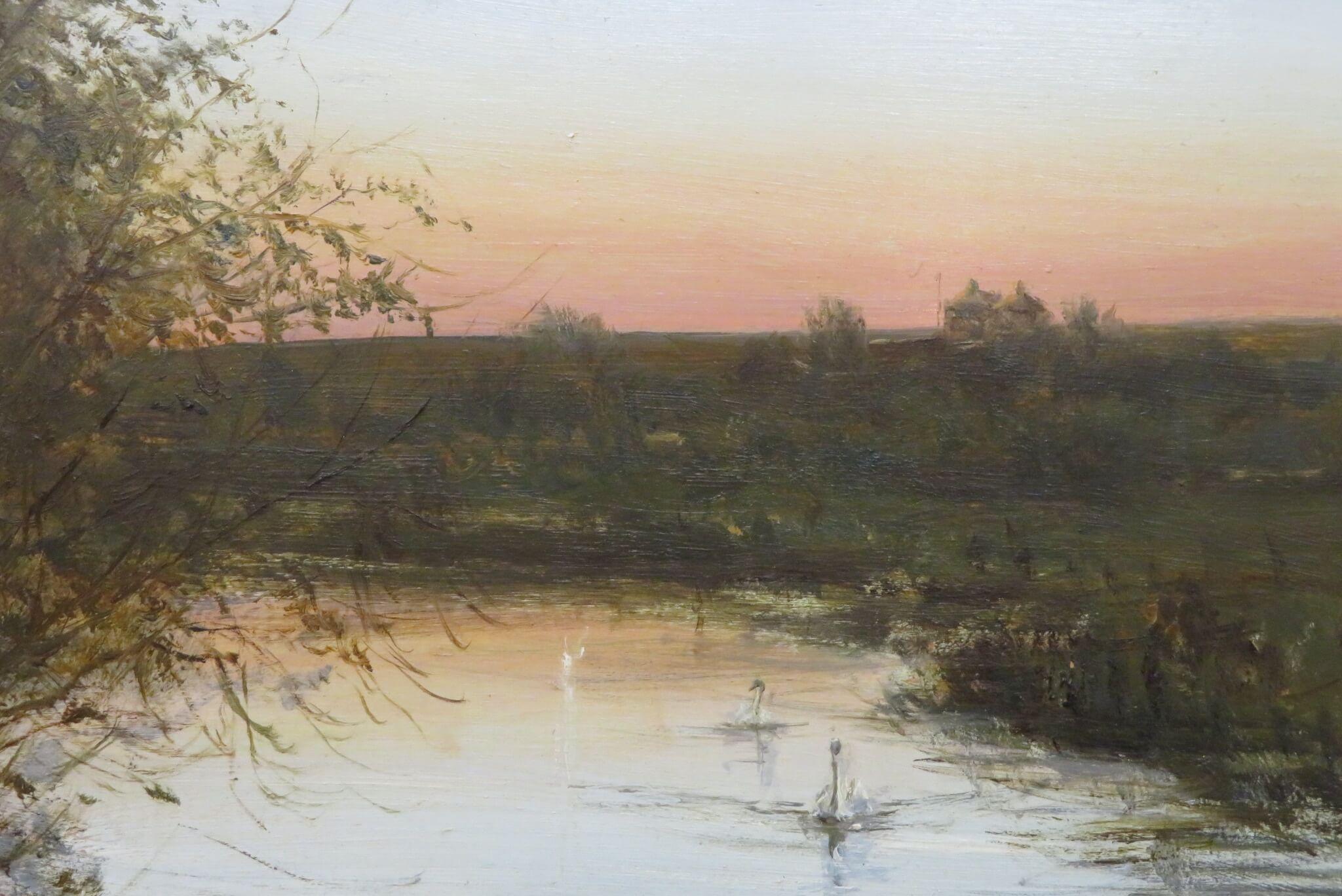 English Original Sunset Oil Painting c.1980 