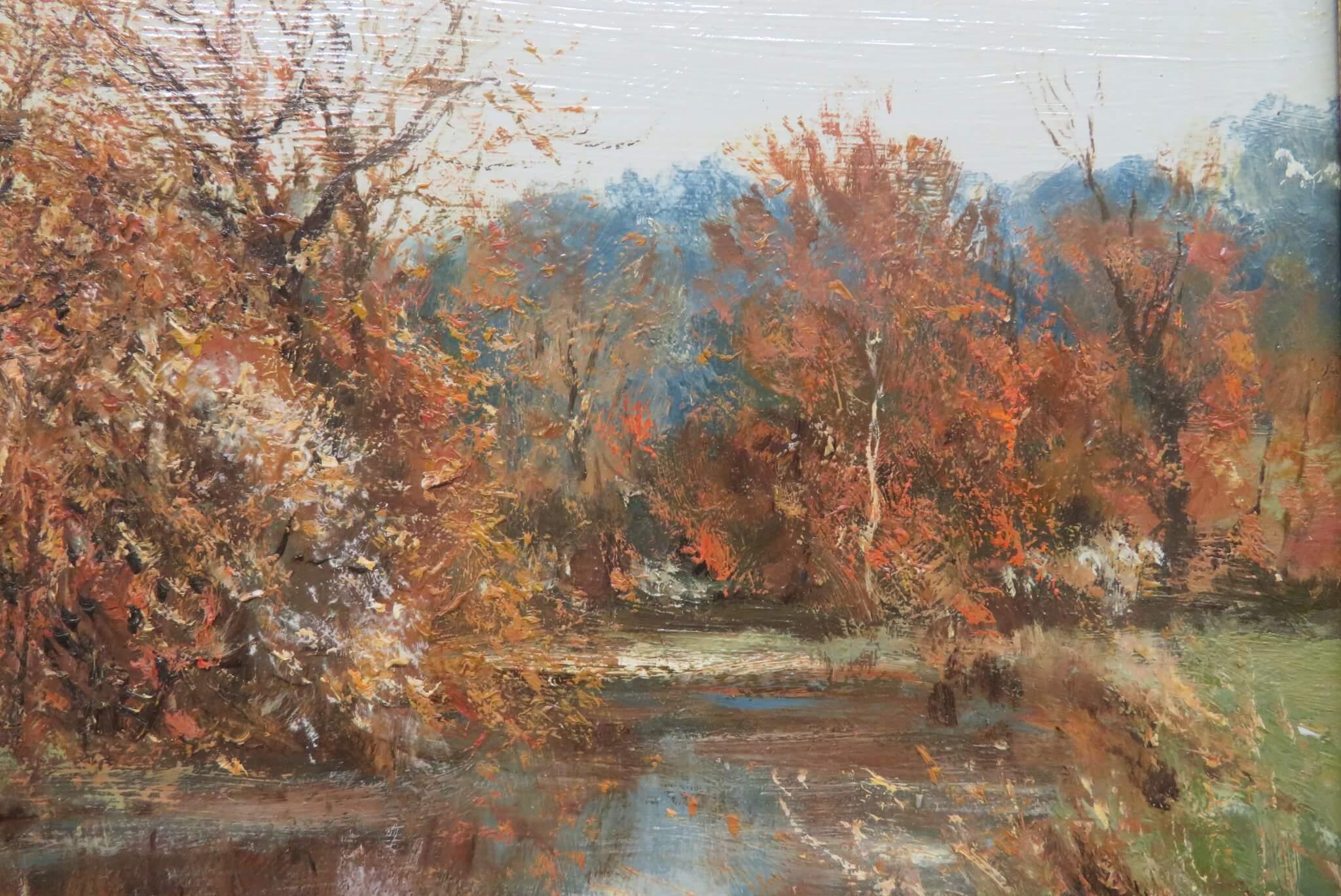 Original English Post Impressionist Ende des 20. Jahrhunderts Ölgemälde RIVER LANDSCAPE (Post-Impressionismus), Painting, von Edward Dawson