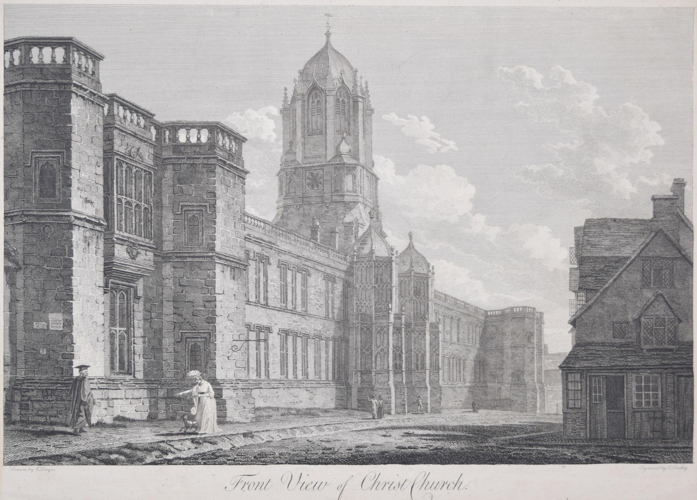 Christ Church, Oxford 18th century engraving by John Dadley after Edward Dayes