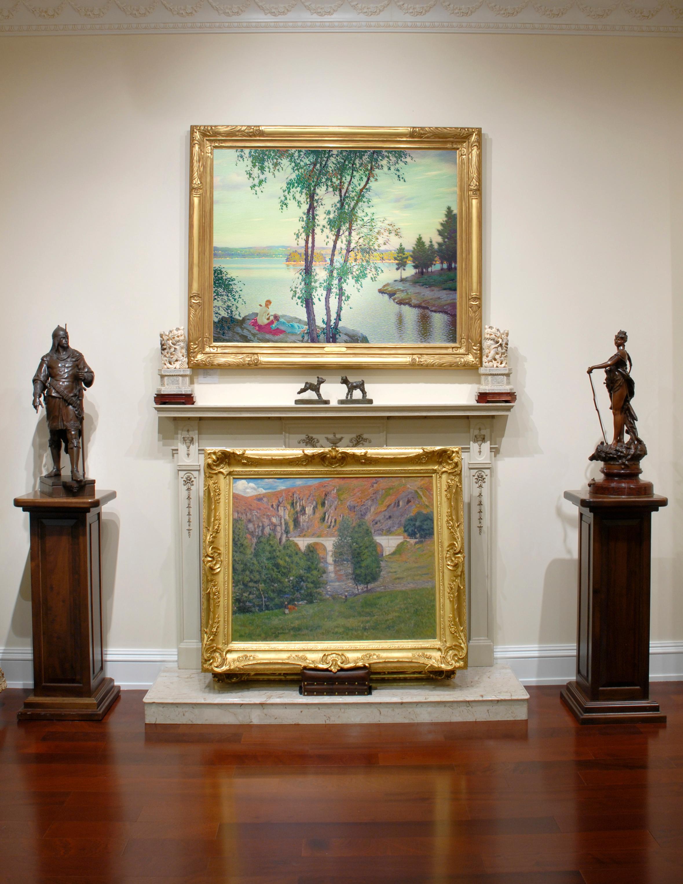 American Impressionist Landscape with female figures, titled 