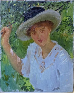 "Sunlight and Shade," Edward Dufner, Lady with a Hat, American Impressionism