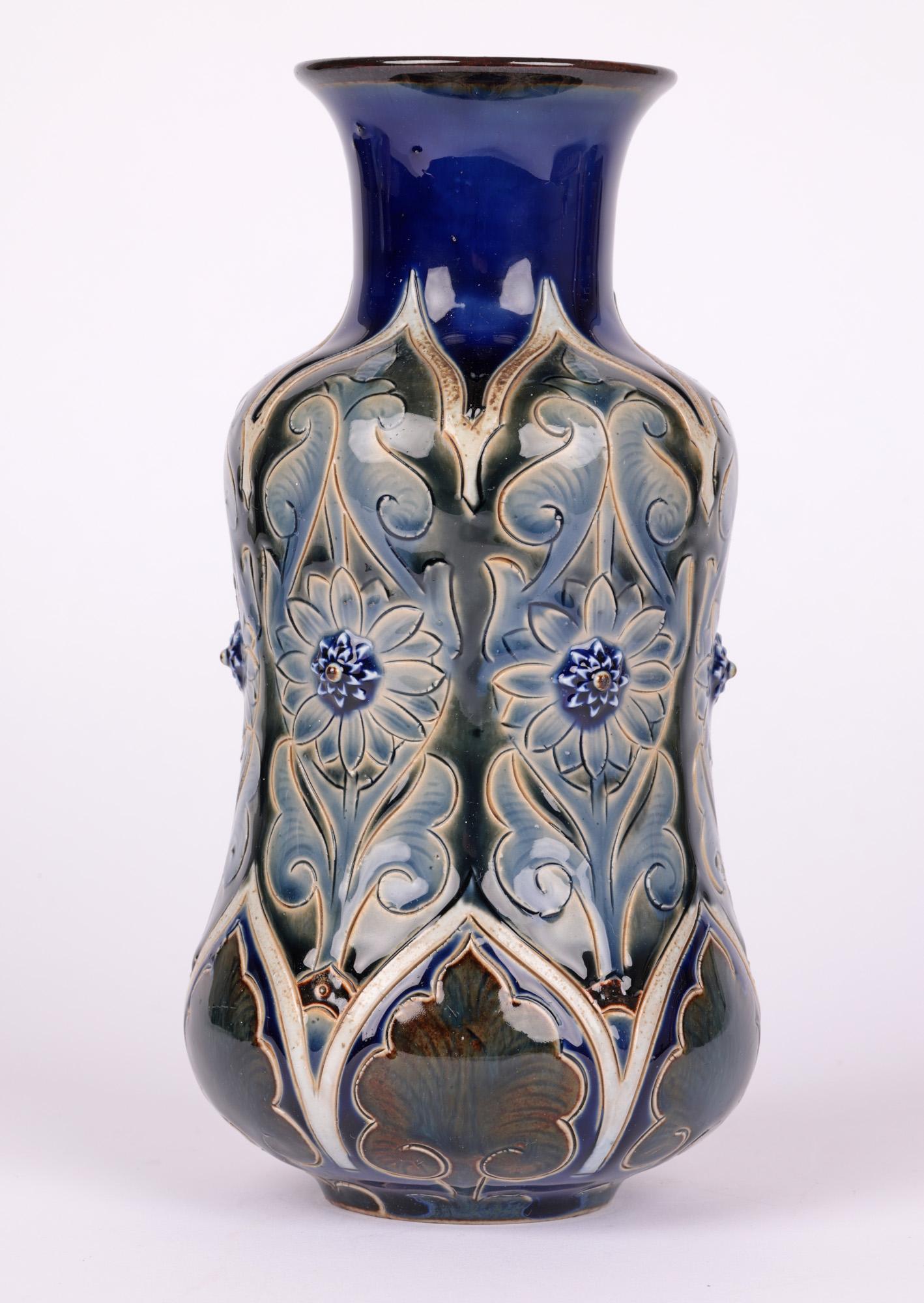 Edward Dunn Doulton Lambeth Aesthetic Movement Floral Vase 8