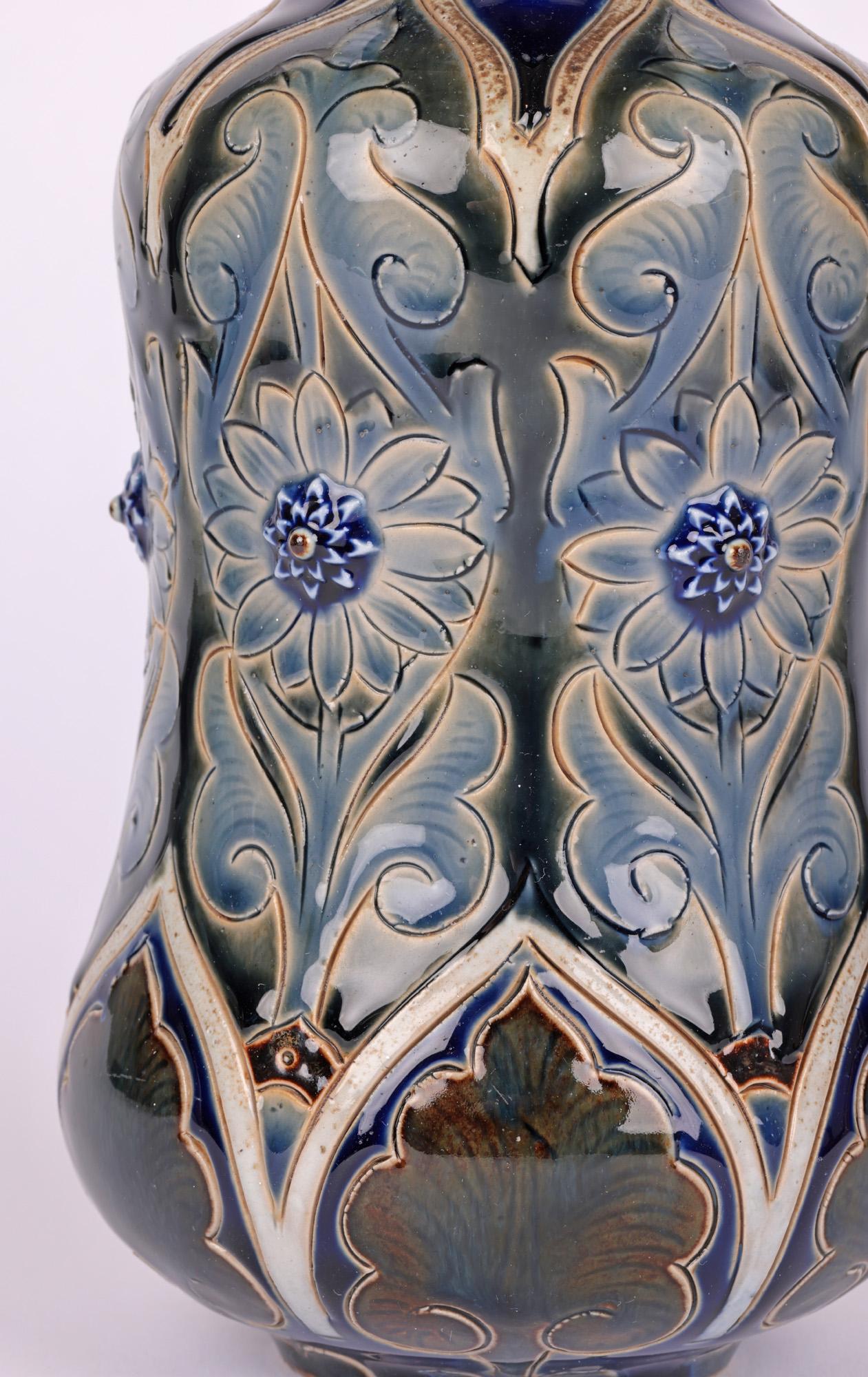 English Edward Dunn Doulton Lambeth Aesthetic Movement Floral Vase