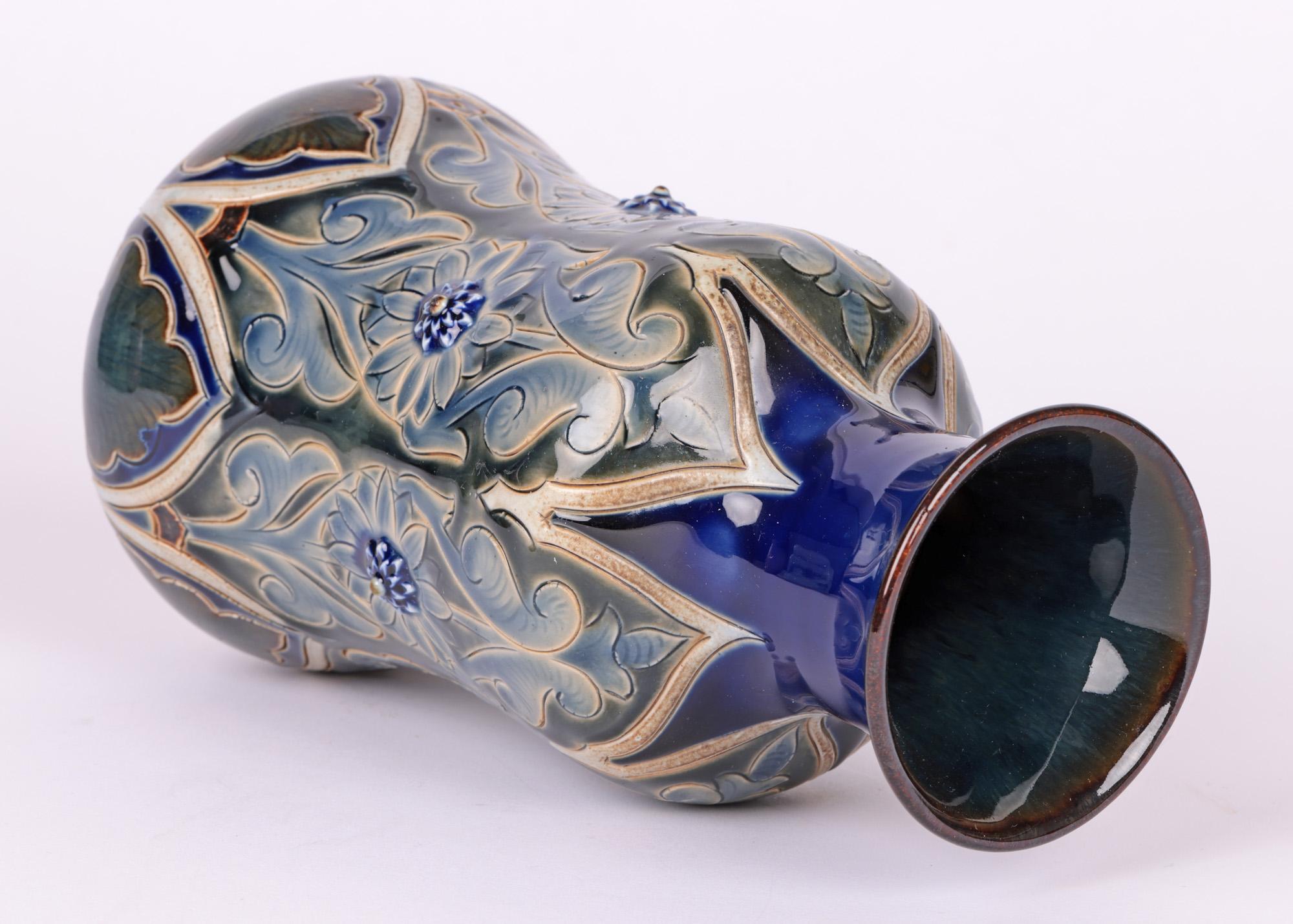 Late 19th Century Edward Dunn Doulton Lambeth Aesthetic Movement Floral Vase