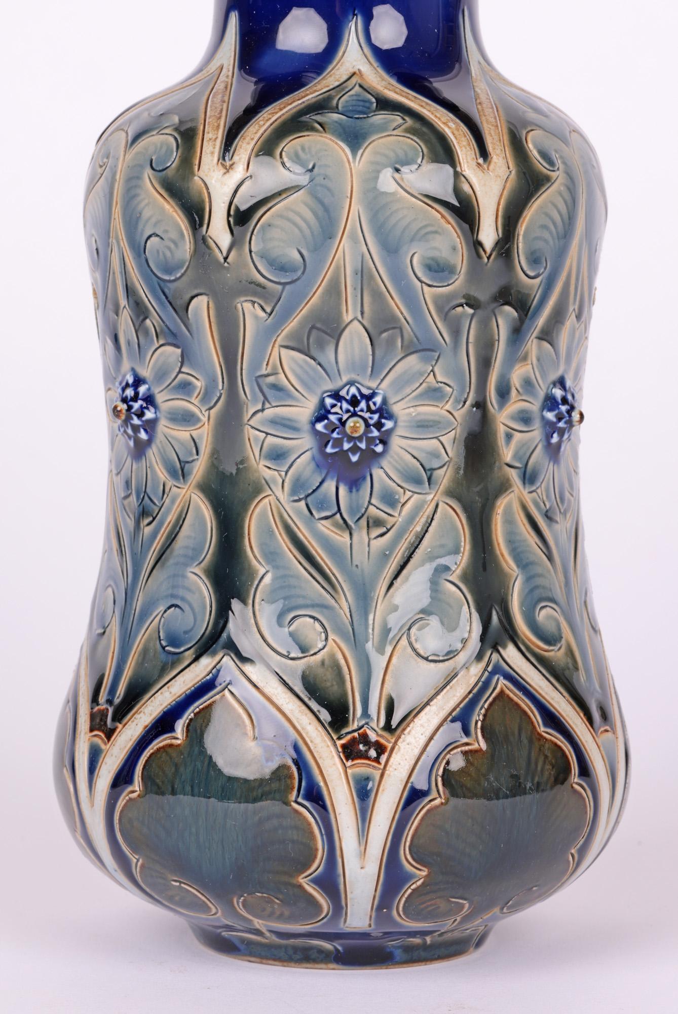Stoneware Edward Dunn Doulton Lambeth Aesthetic Movement Floral Vase