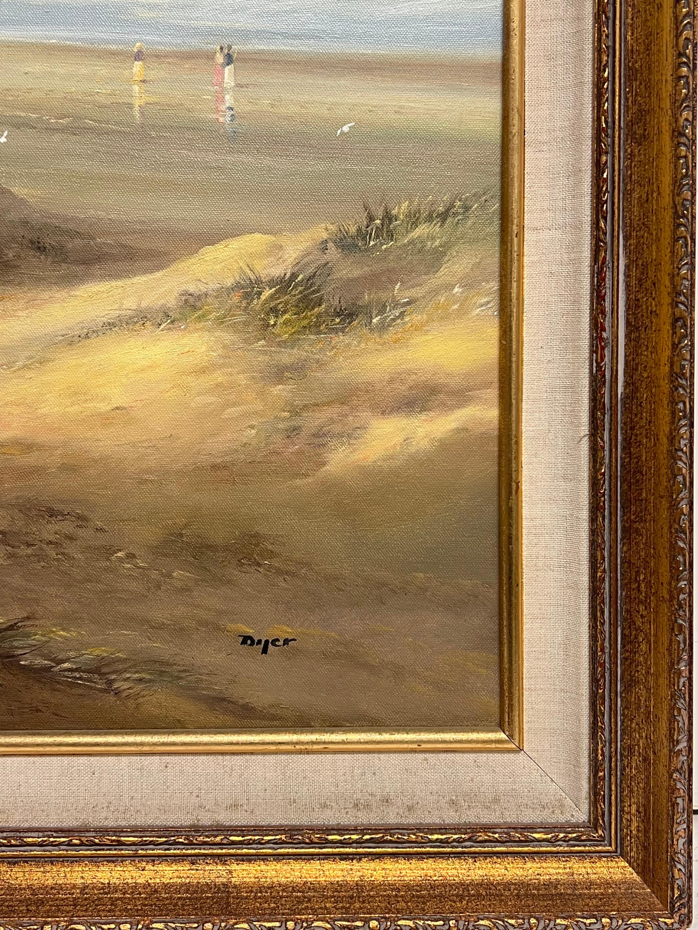 Grande peinture à l'huile traditionnelle britannique du 20e siècle Enfants sur une plage de Cornouailles en vente 1