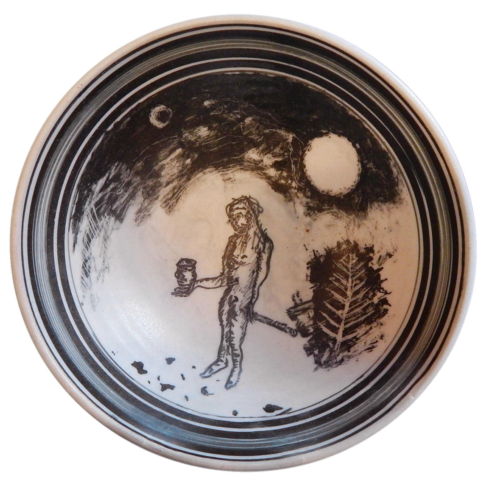 Edward Eberle Porcelain Bowl with Male Figure