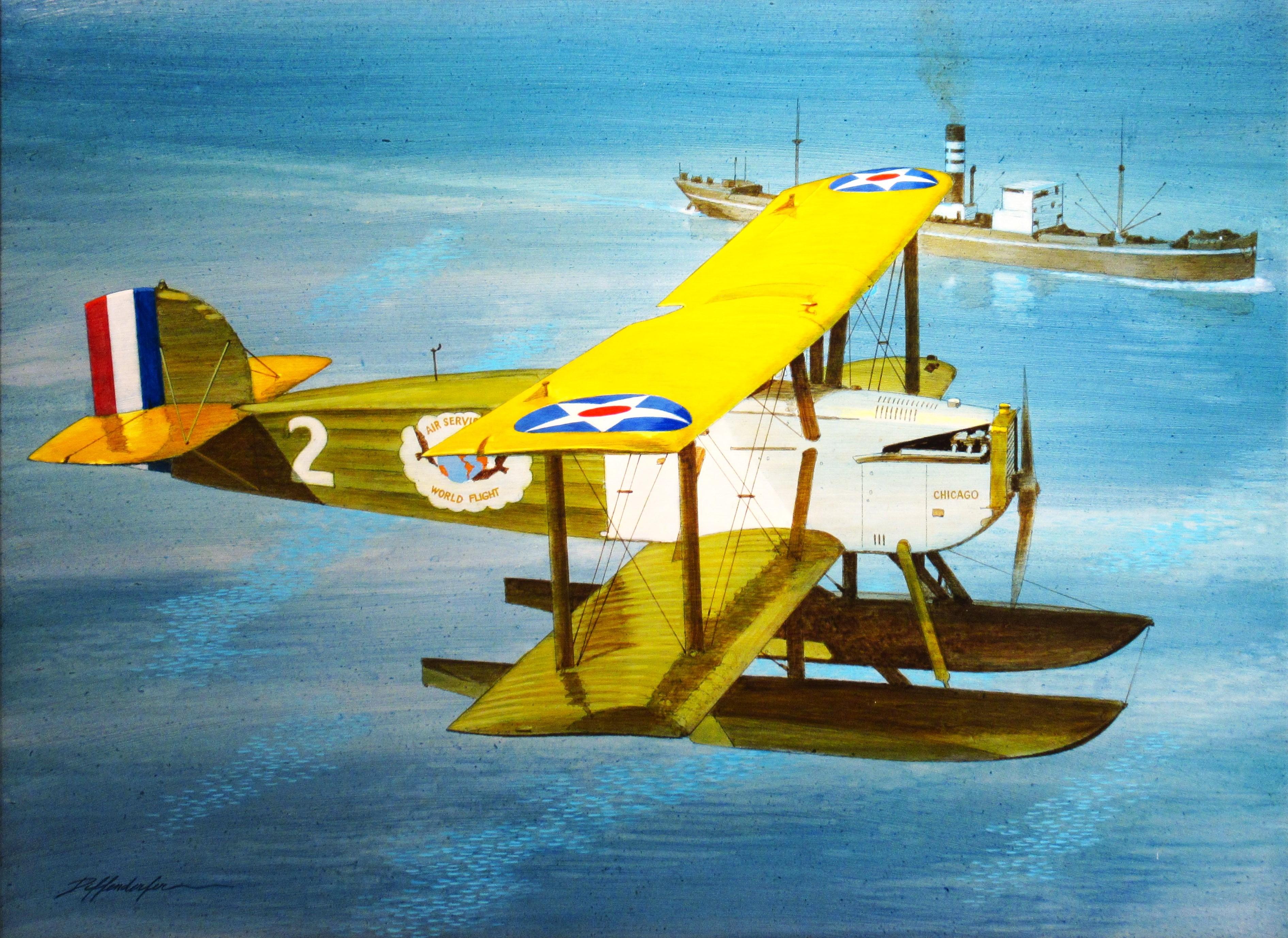 Douglas World Cruise, 1924 World Flight - Painting by Edward (Ed) Diffenderfer