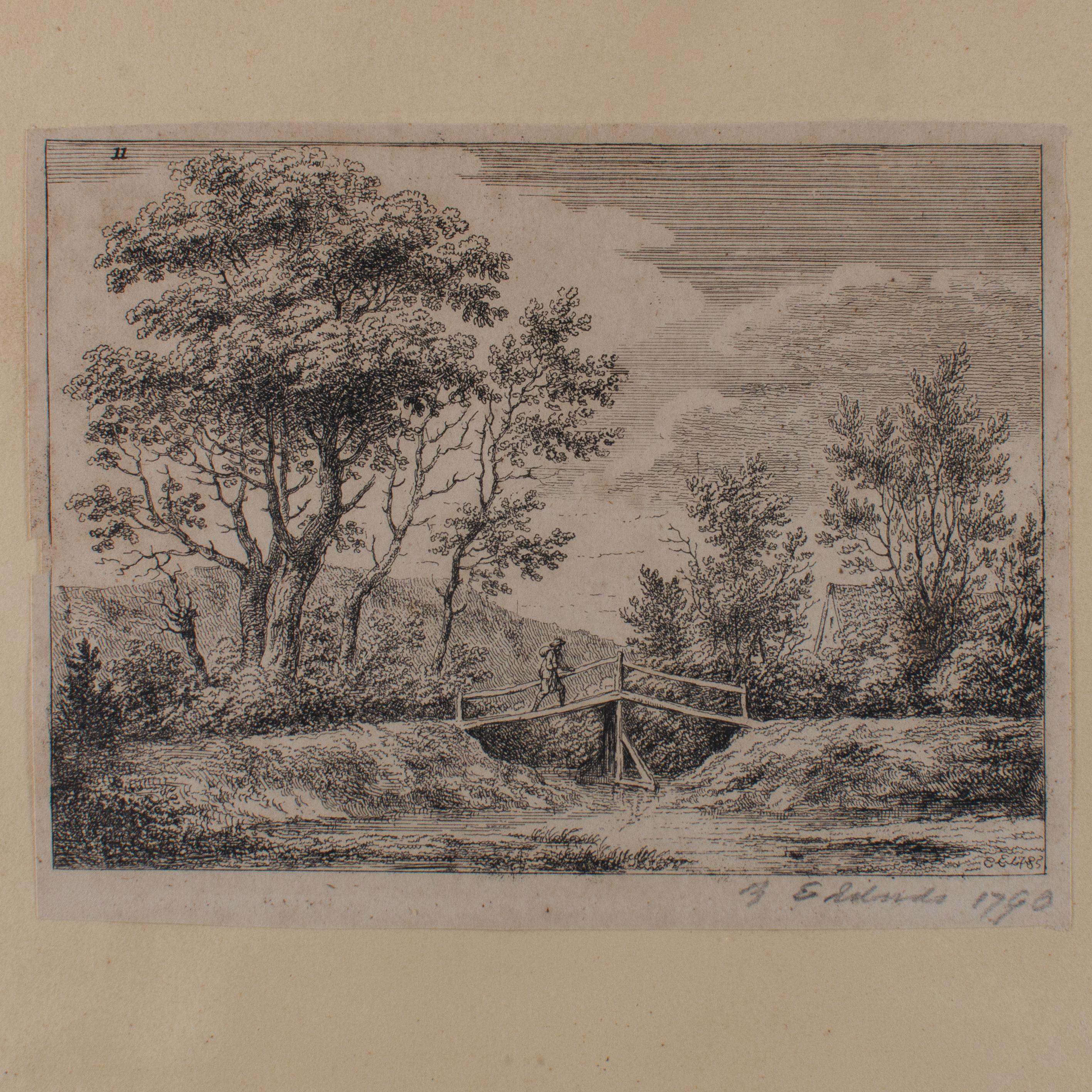 Edward Edwards R.A.
(Englisch, 1738-1806)

Landschaftsstich, veröffentlicht 1790

Papier: 6 x 4 ½ Zoll
Rahmen: 9 ½ x 9 ¼ Zoll

