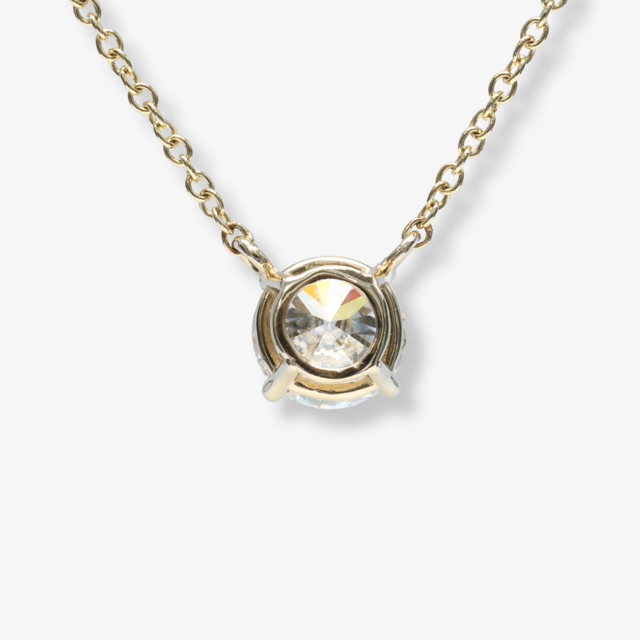 Edward Elise, collier solitaire en or jaune et diamants ronds brillants de 0,90 carat certifiés GIA Neuf - En vente à Tampa, FL