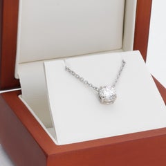 Edward Elise 1.11ct GIA Round Brilliant Diamond & White Gold Solitaire Necklace