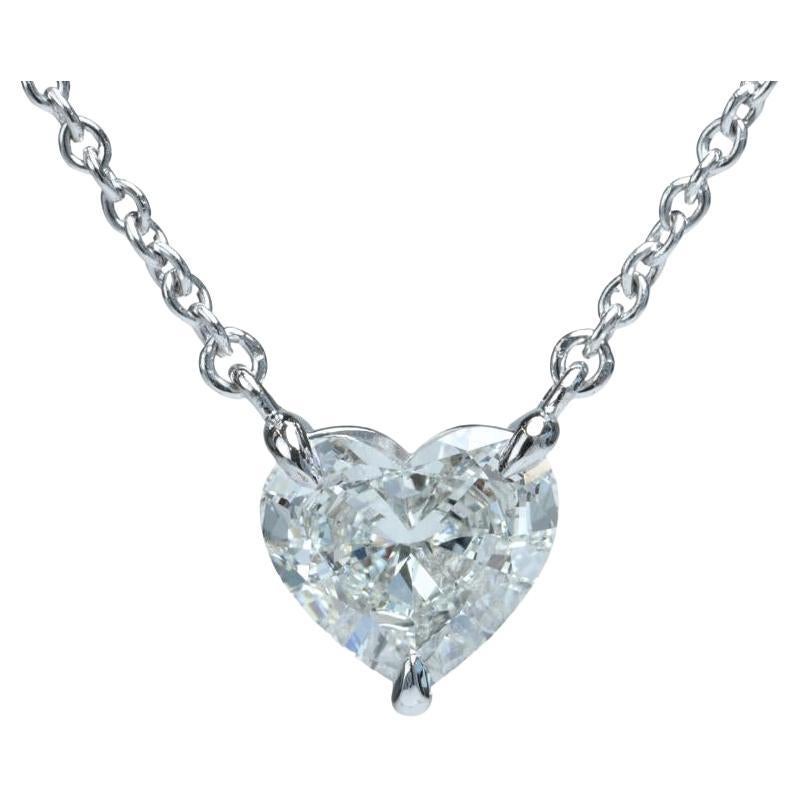 Edward Elise Pendentif solitaire en platine et diamant en forme de cœur de 1,59 carat certifié GIA en vente