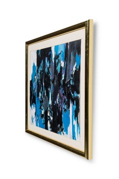 Edward Eller Americano Contemporáneo Abstracto Olas en Acuarela Gouache sobre Papel