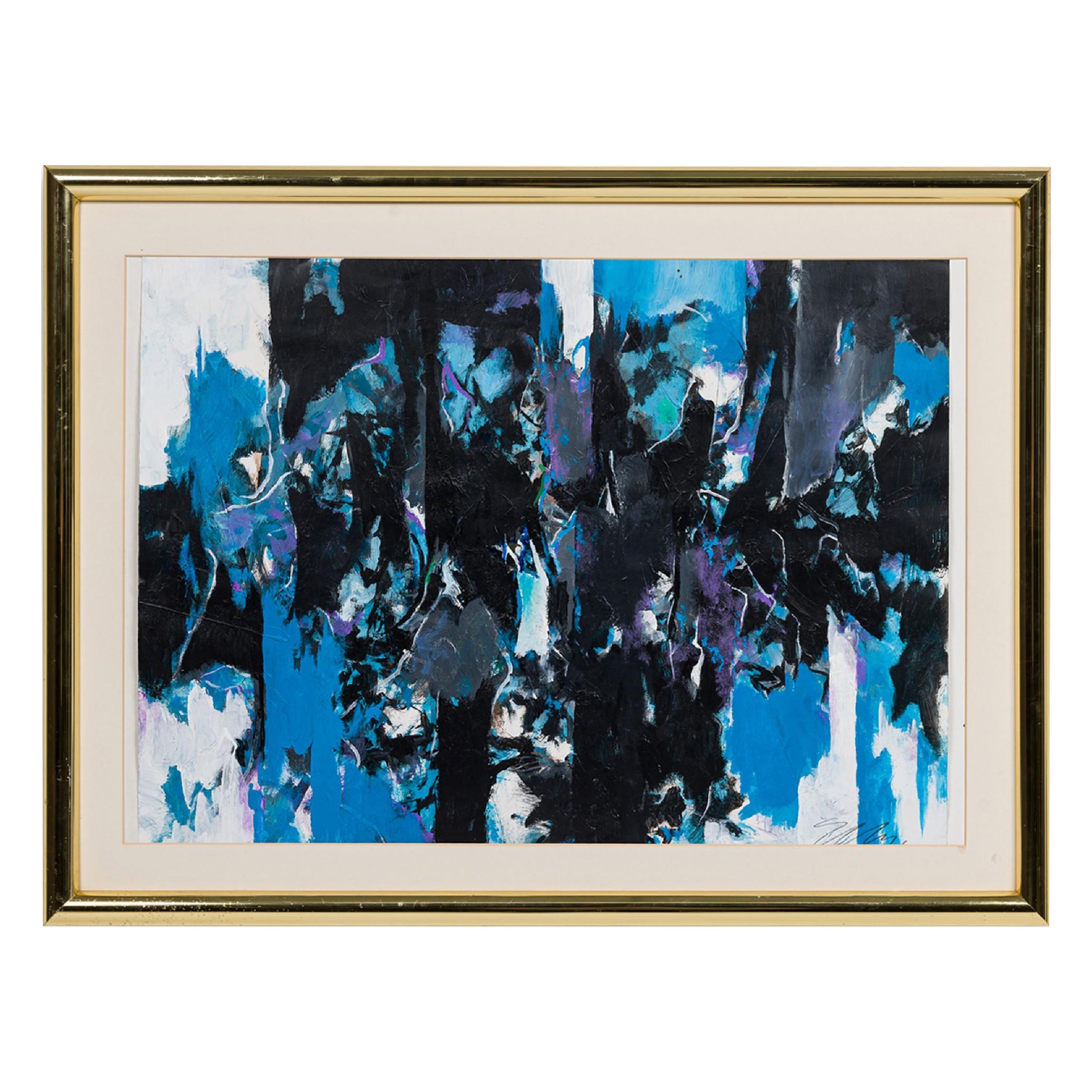 Edward Eller American Contemporary Abstrakte Wellen in Aquarell Gouache auf Papier im Angebot