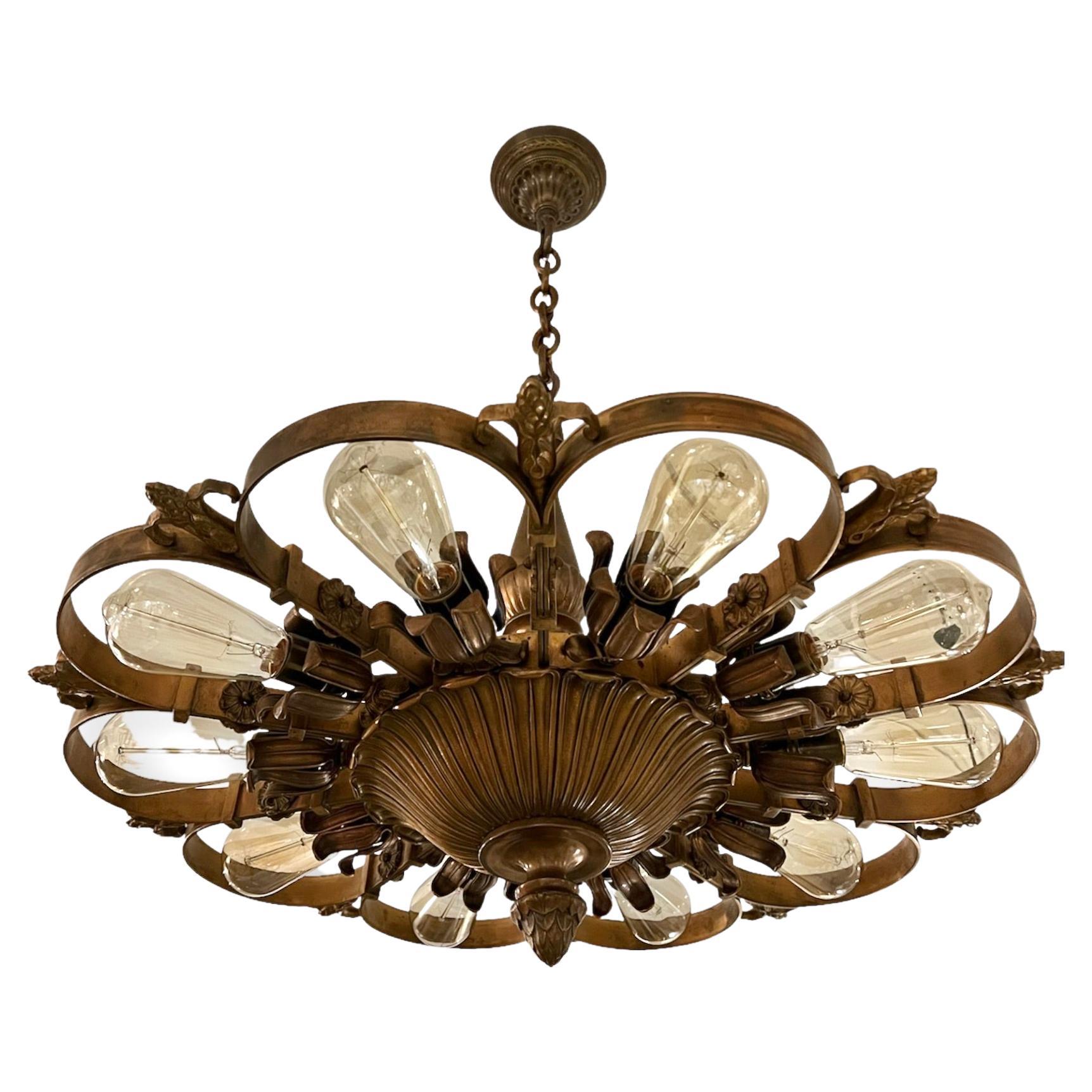 Edward F. Caldwell Bronze Chandelier For Sale