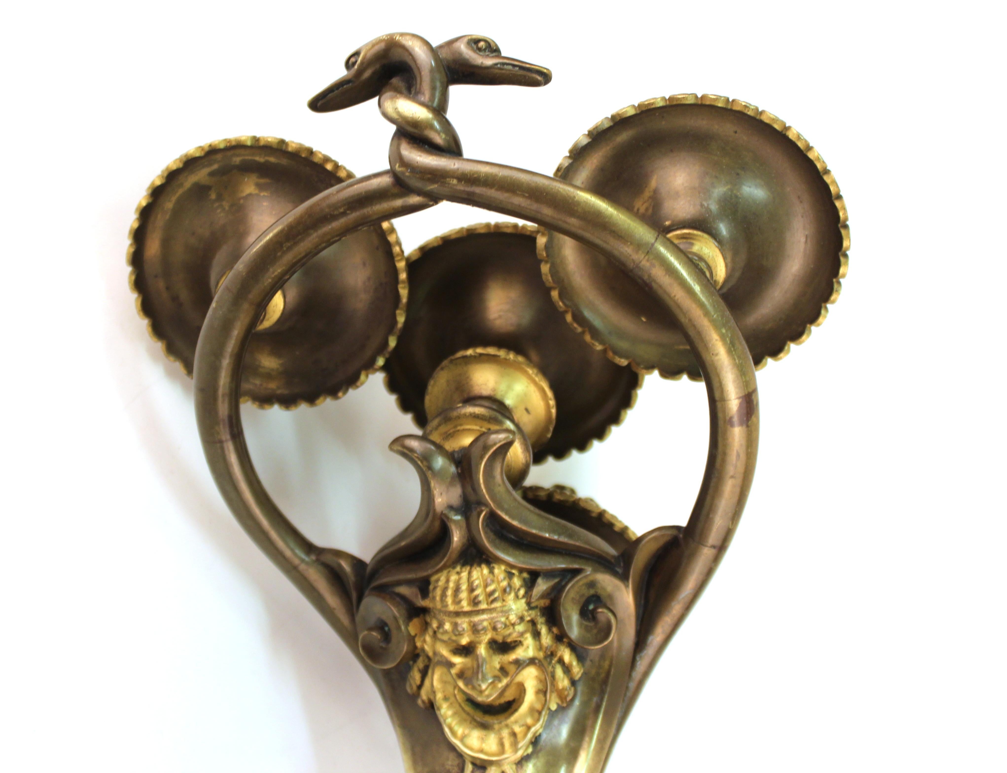 Edward F. Caldwell & Co. American Neoclassical Revival Gilt Bronze Sconces For Sale 2