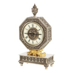 Vintage Edward F. Caldwell & Co., An American Gilt and Silvered Bronze Table Clock