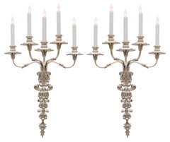 Edward F Caldwell & Co. Silvered Bronze Neoclassical Revival Sconces, USA 1900s