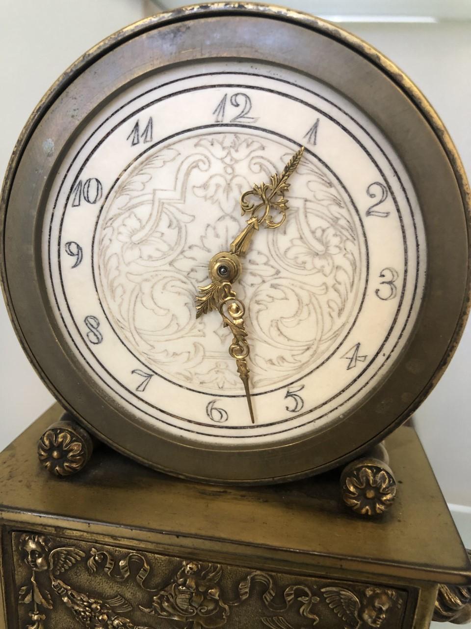 Edward F. Caldwell & Co. Metal Table Clock In Good Condition For Sale In West Palm Beach, FL