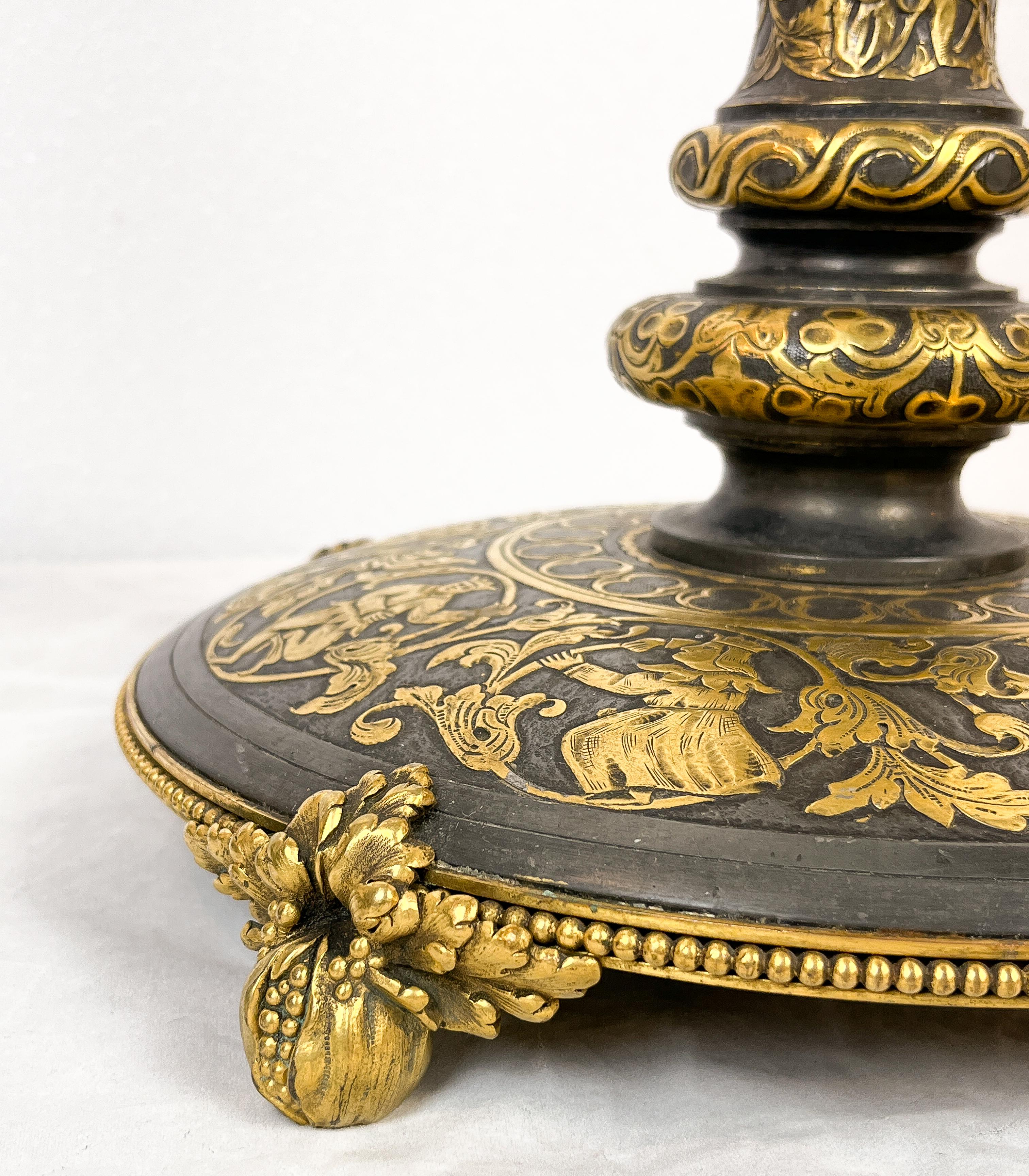 Edward F. Caldwell Gilt & Silvered Renaissance Revival Style Bronze Table Lamp For Sale 5