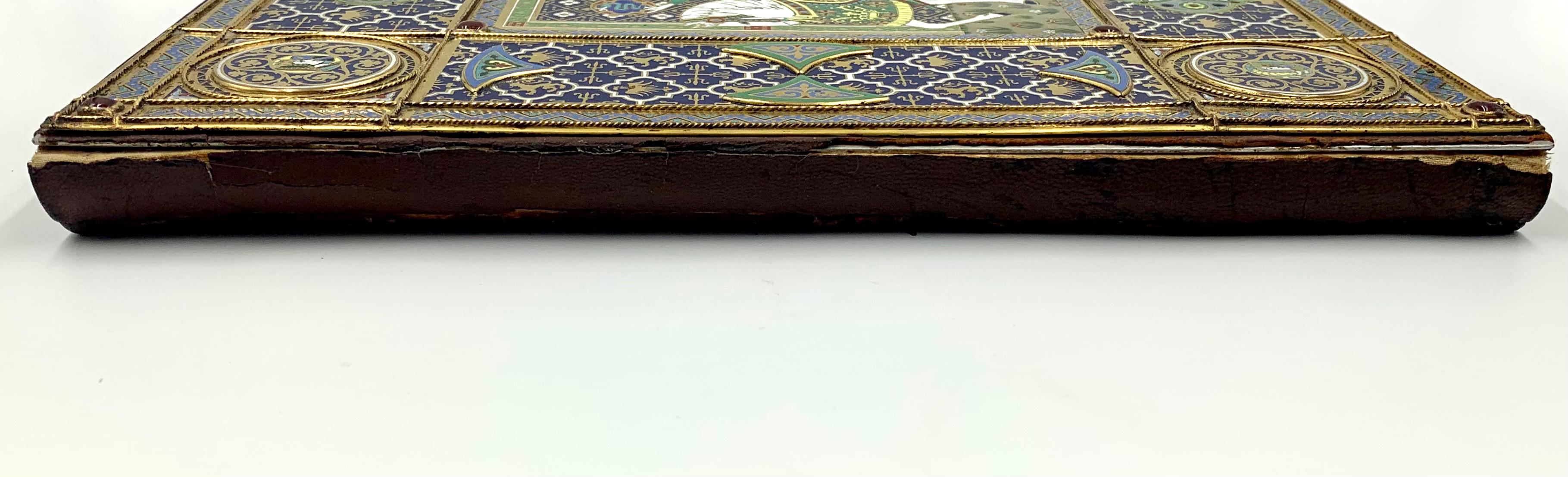 Couvercle Folio ancien en émail champlevé orné de bijoux de style gothique Edward F. Caldwell en vente 8