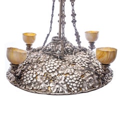 Edward F. Caldwell Hanging Silver Repoussé Work Chandelier, circa 1900