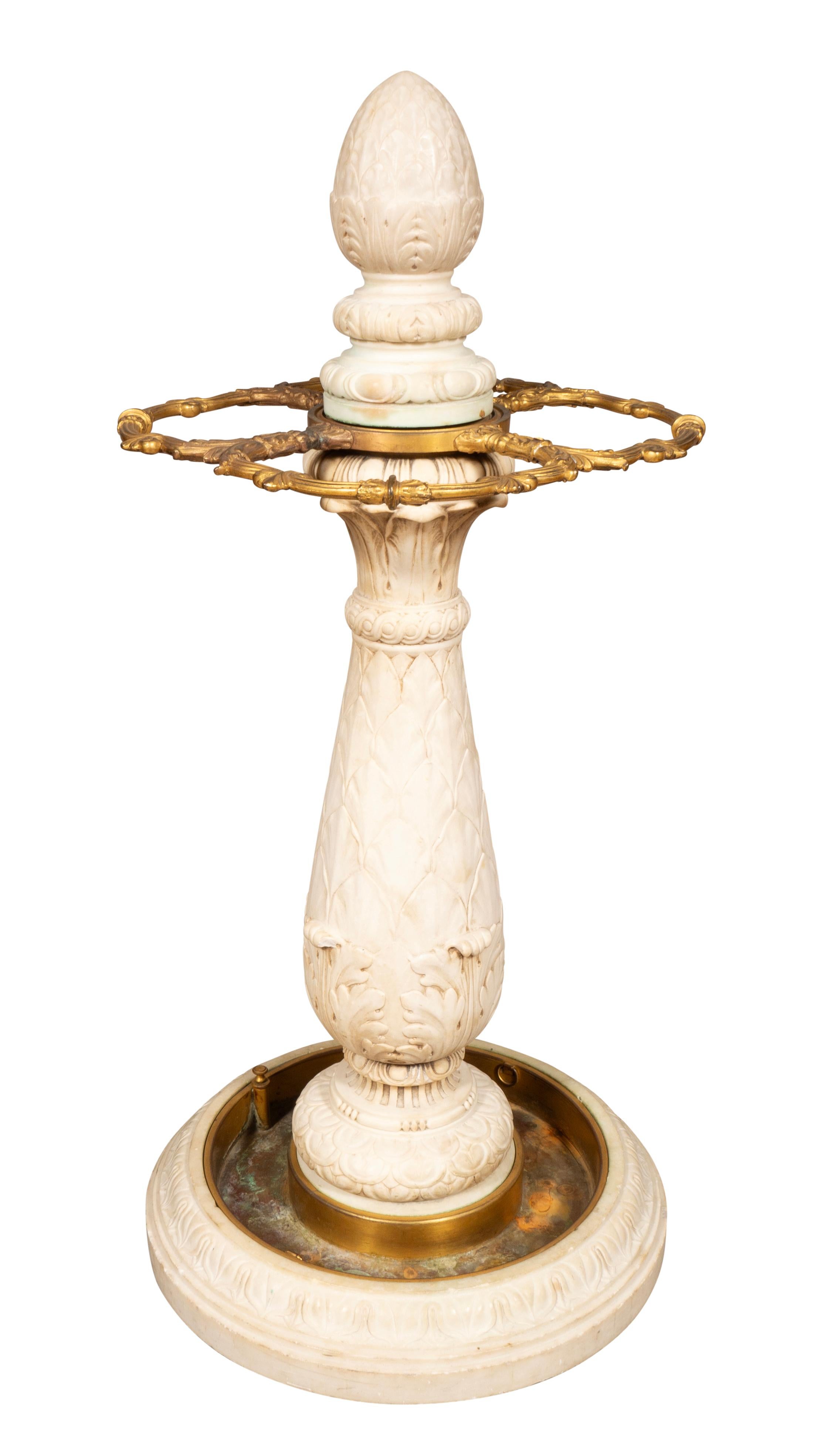 Neoclassical Revival Edward F. Caldwell Marble And Bronze Umbrella Stand For Sale