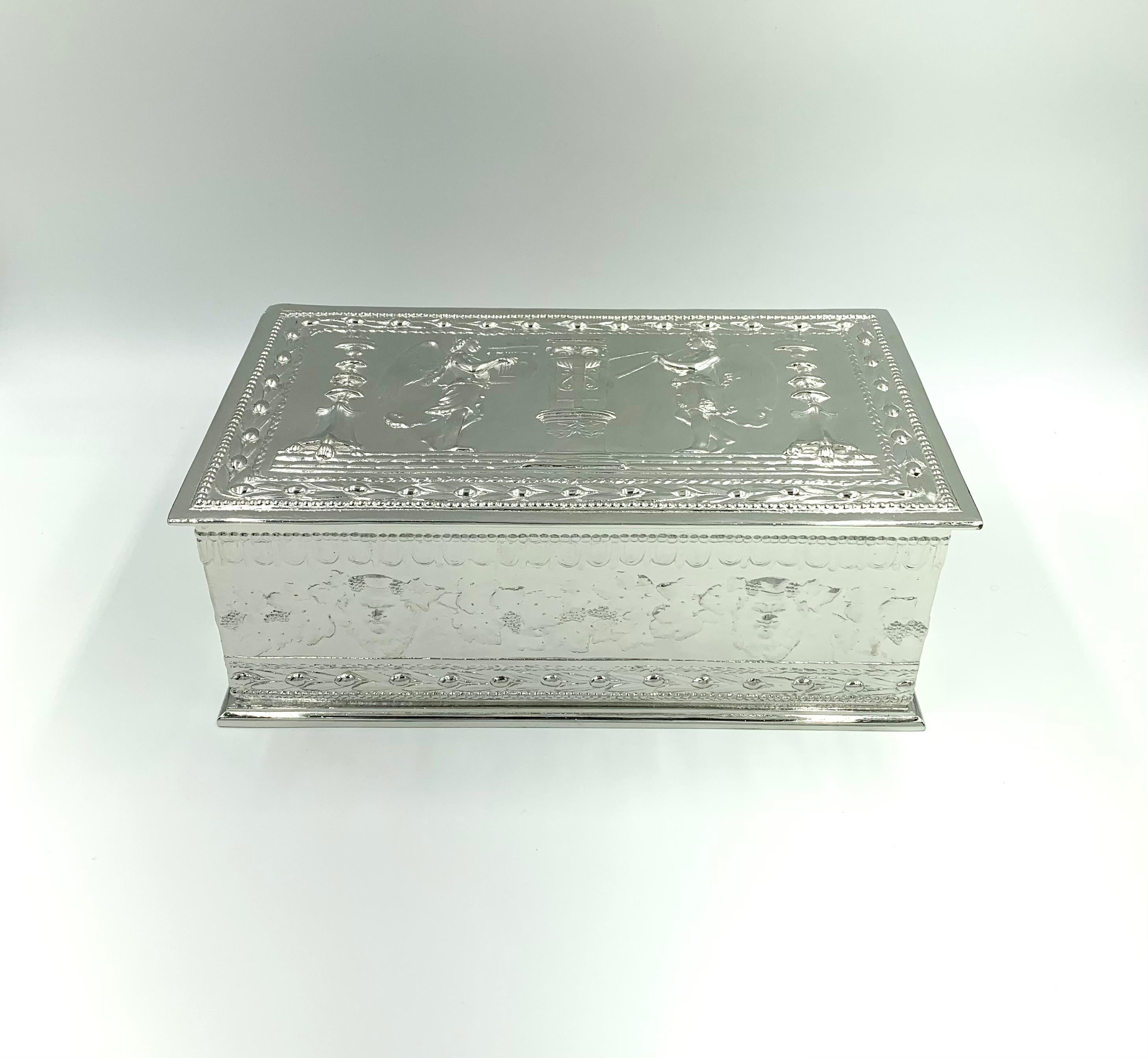 Edward F. Caldwell Neoclassical Style Silvered Bronze Box, Angels, Music Motifs For Sale 7