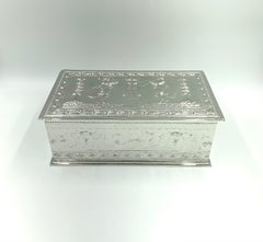 Edward F. Caldwell Neoclassical Style Silvered Bronze Box, Angels, Music Motifs