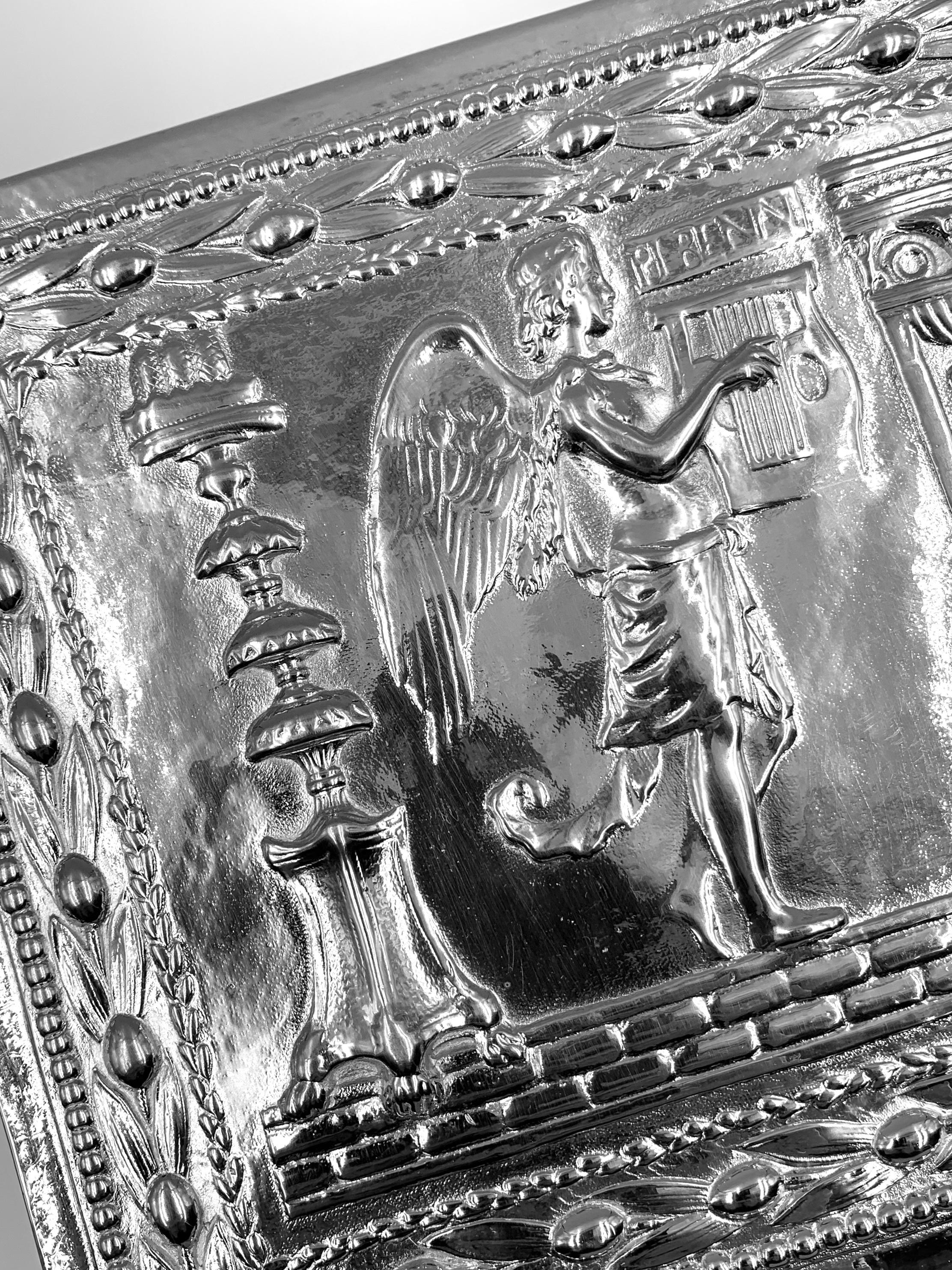Edward F. Caldwell Neoclassical Style Silvered Bronze Box, Angels, Music Motifs In Good Condition For Sale In New York, NY