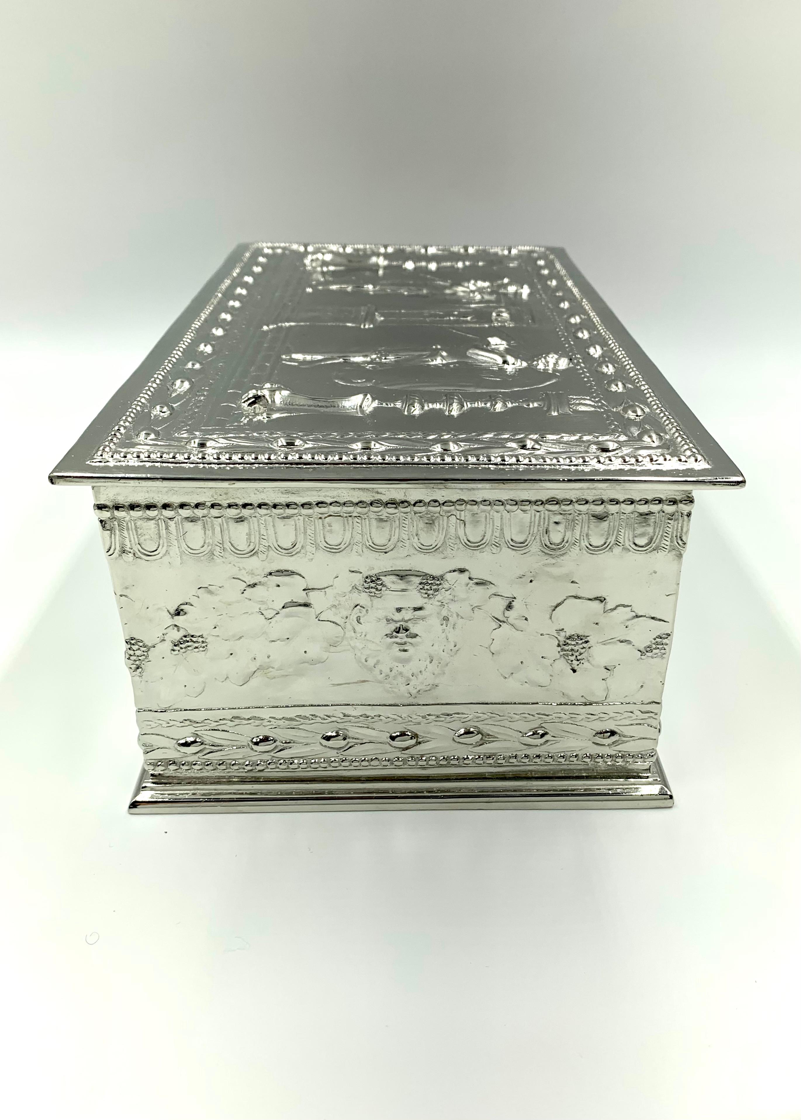 Edward F. Caldwell Neoclassical Style Silvered Bronze Box, Angels, Music Motifs For Sale 2