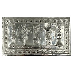 Edward F. Caldwell Neoclassical Style Silvered Bronze Box, Angels, Music Motifs