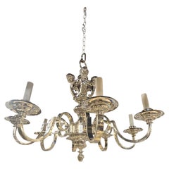 Edward F. Caldwell Silver Plated Chandelier with Cherubs, 1900 8 lights