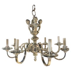 Edward F. Caldwell Silver Plated Chandelier with Cherubs, 1900 8 lights