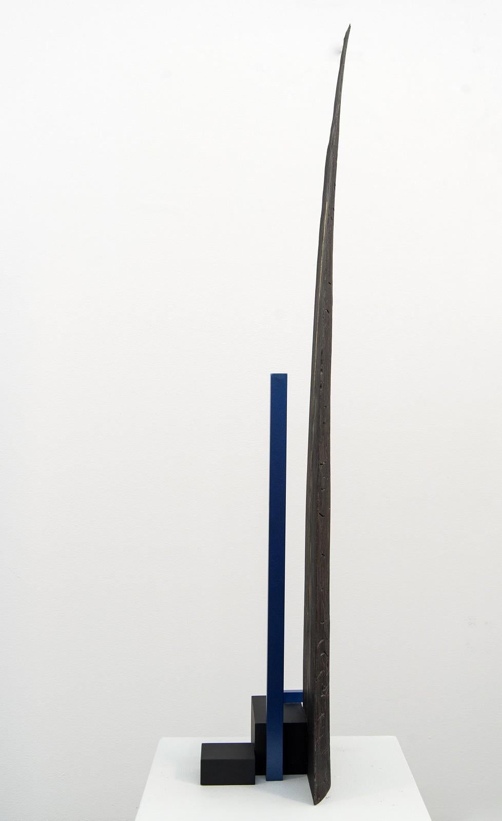 Abide - dark, dynamic, modern, contemporary, abstract, wooden sculpture - Contemporary Sculpture by Edward Falkenberg