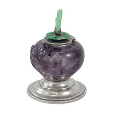 Edward Farmer Amethyst, Jade and Sterling Inkwell