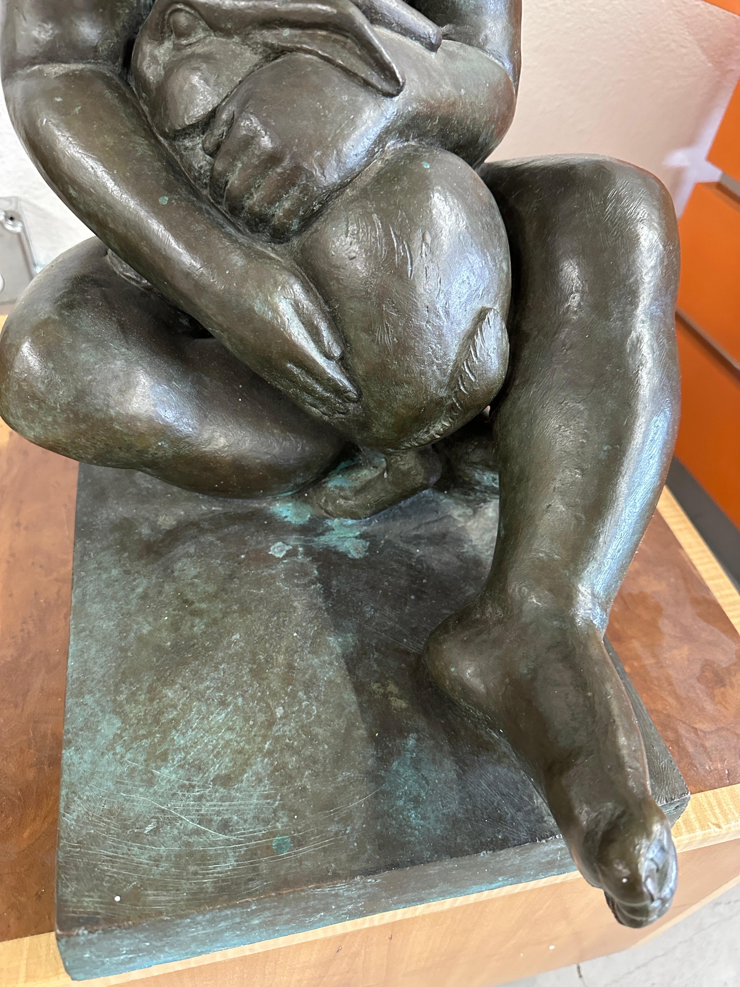 Edward Fenno Hoffman bronze Girl  with Rabbit 1977 For Sale 4