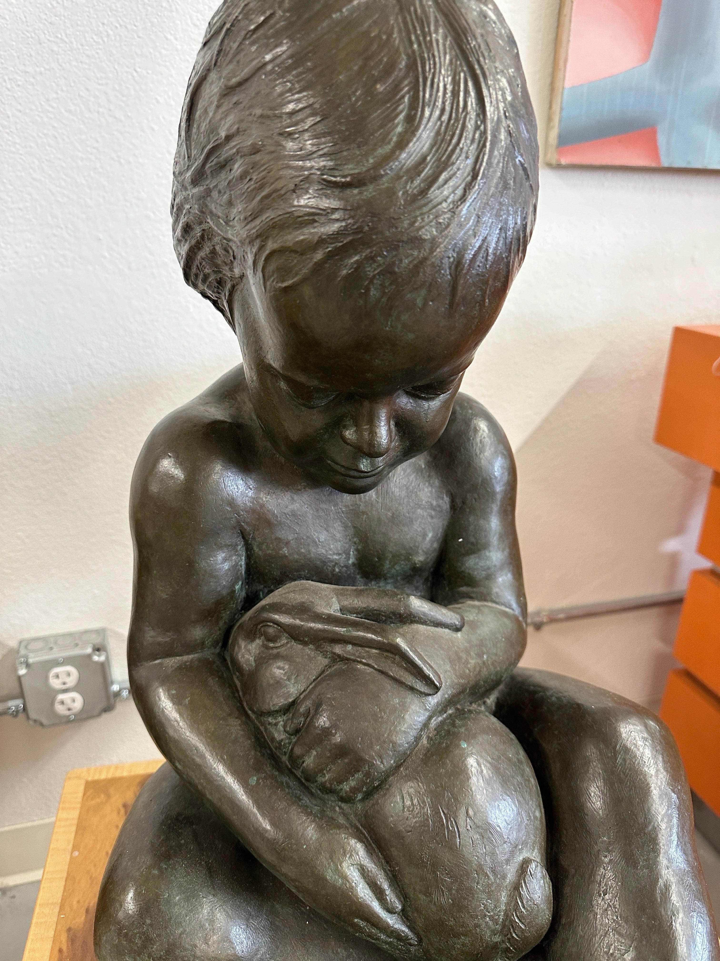 Edward Fenno Hoffman bronze Girl  with Rabbit 1977 For Sale 5