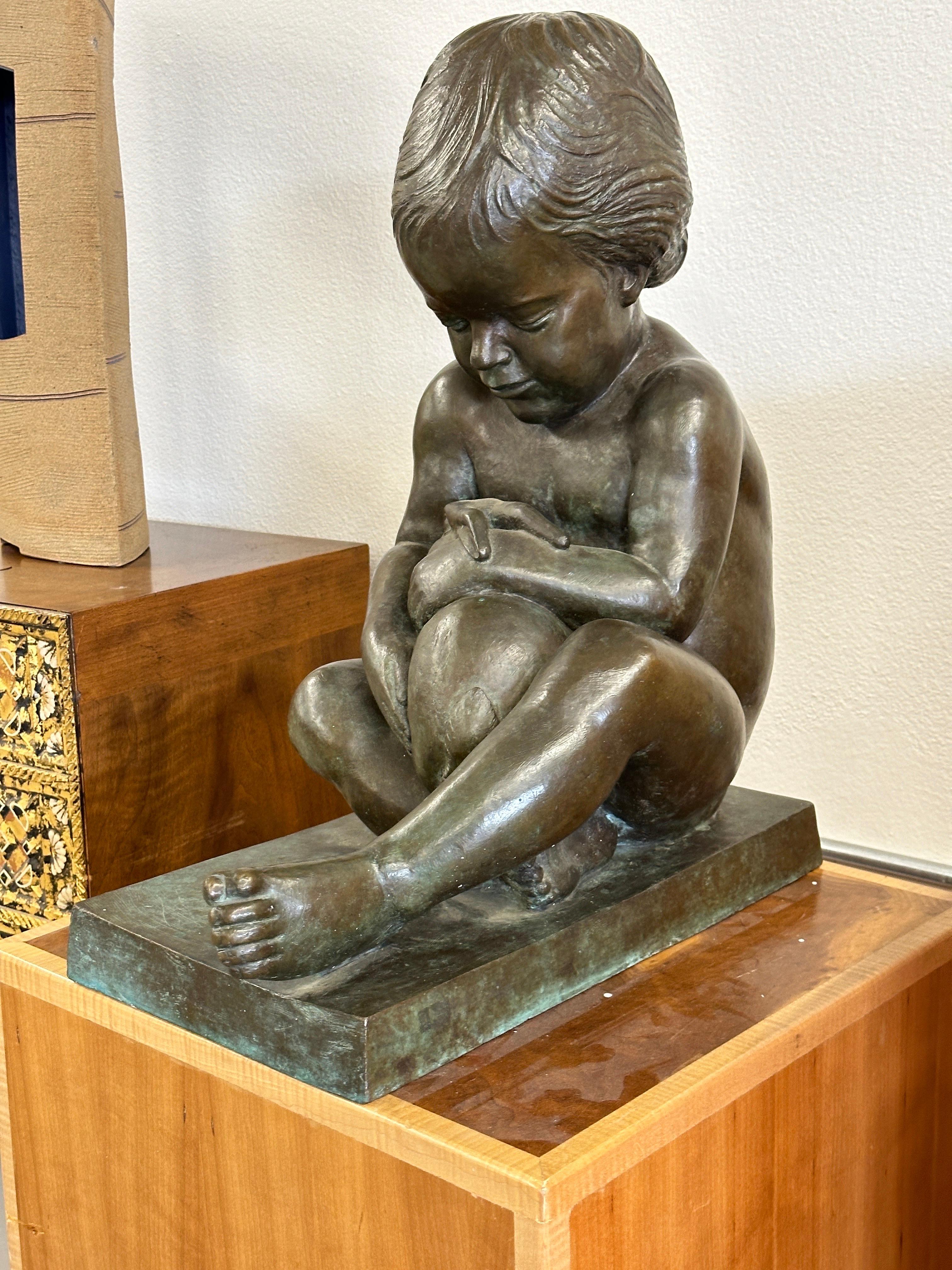 Edward Fenno Hoffman bronze Girl  with Rabbit 1977 For Sale 8