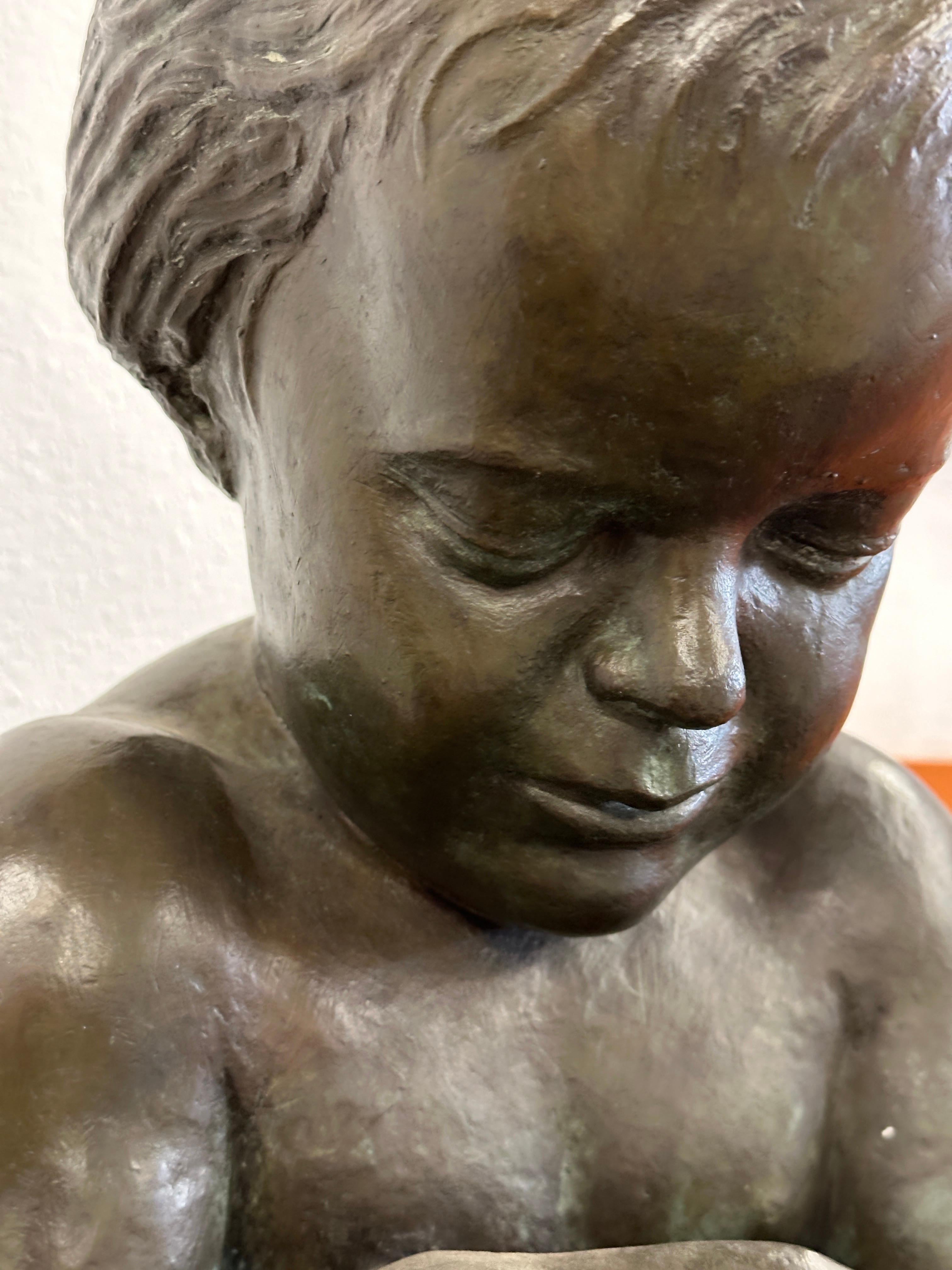 Bronze Edward Fenno Hoffman bronze Girl  Avec lapin 1977 en vente