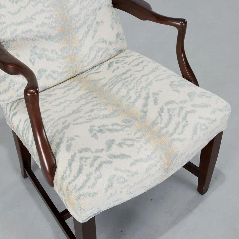 Edward Ferrell English Armchair in Cowtan and Tout Blue Zebra Cut Velvet In Good Condition In Locust Valley, NY