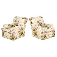 Edward Ferrell Ltd. Floral Chintz Armchairs, Pair