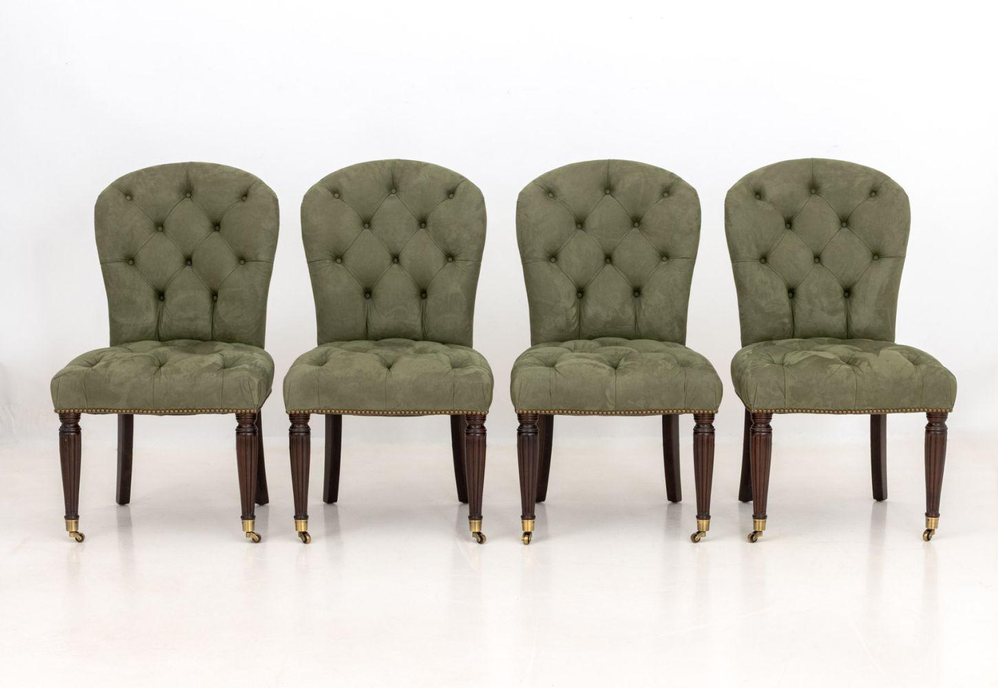 Américain Edward Ferrell Ltd. Chaises rembourrées en daim, 4 en vente