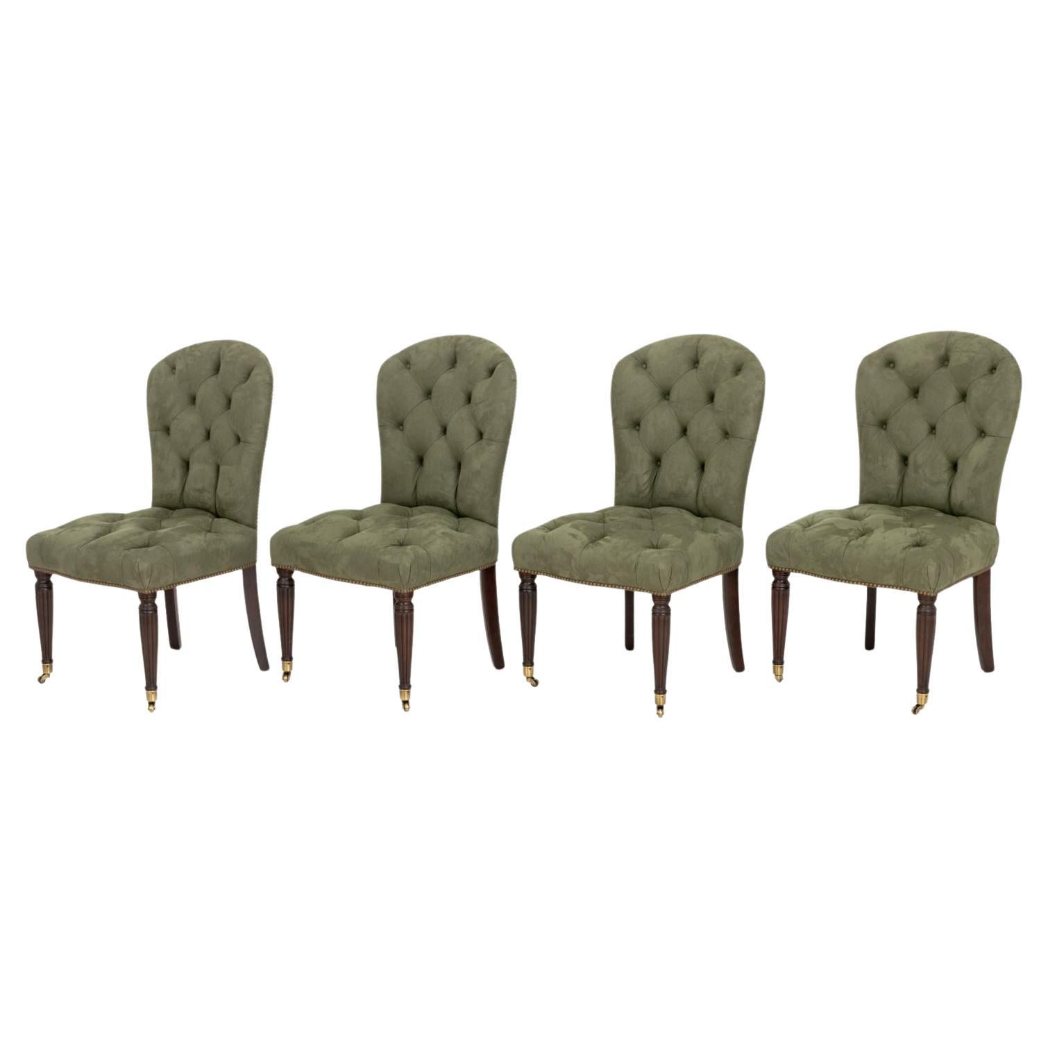 Edward Ferrell Ltd. Chaises rembourrées en daim, 4 en vente