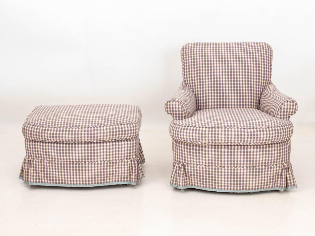 Moderno Edward Ferrell Ltd. Sedia e ottomana imbottiti in vendita