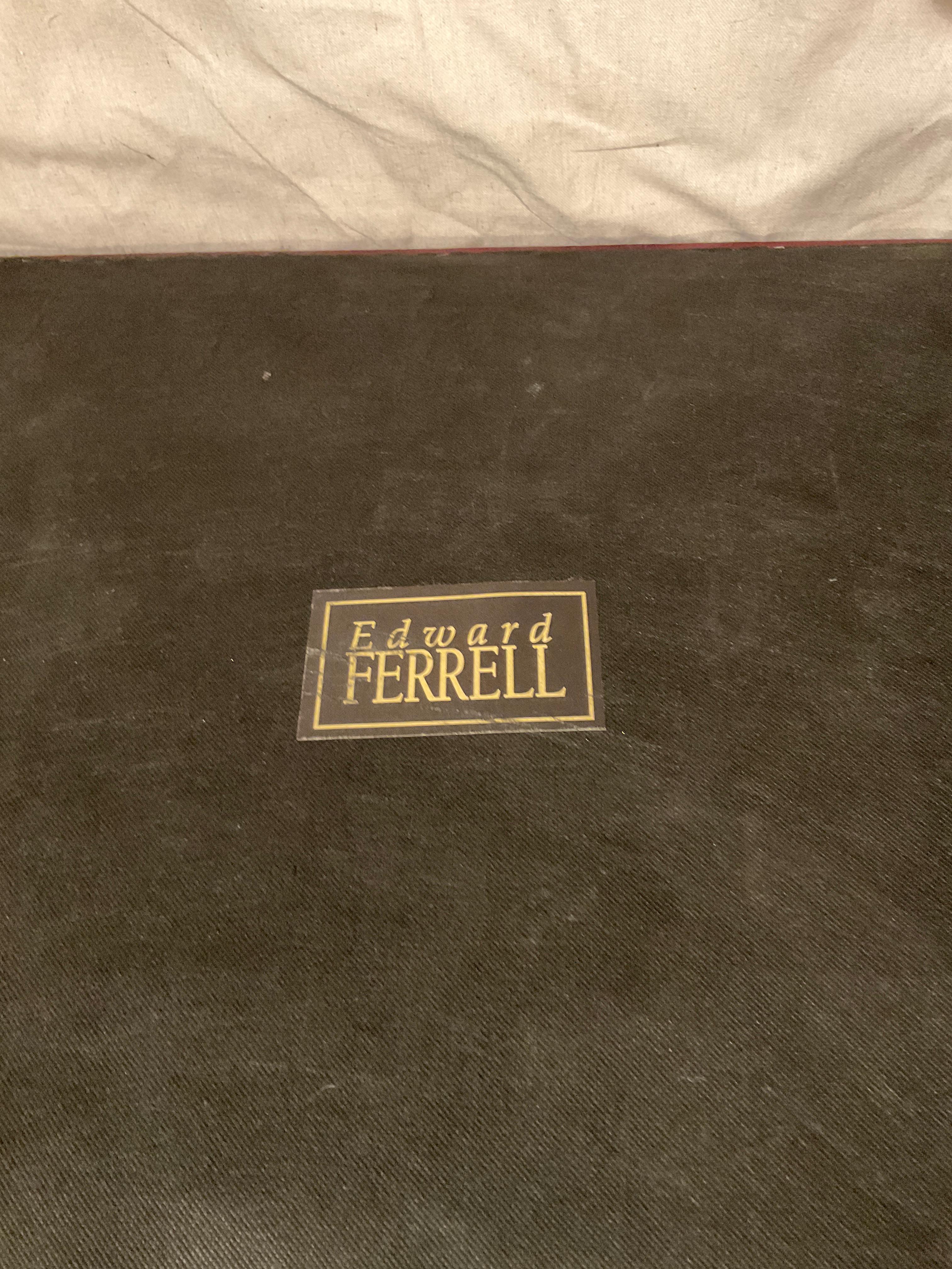 Pouf Edward Ferrell en cuir rouge touffeté sur roulettes en laiton en vente 6