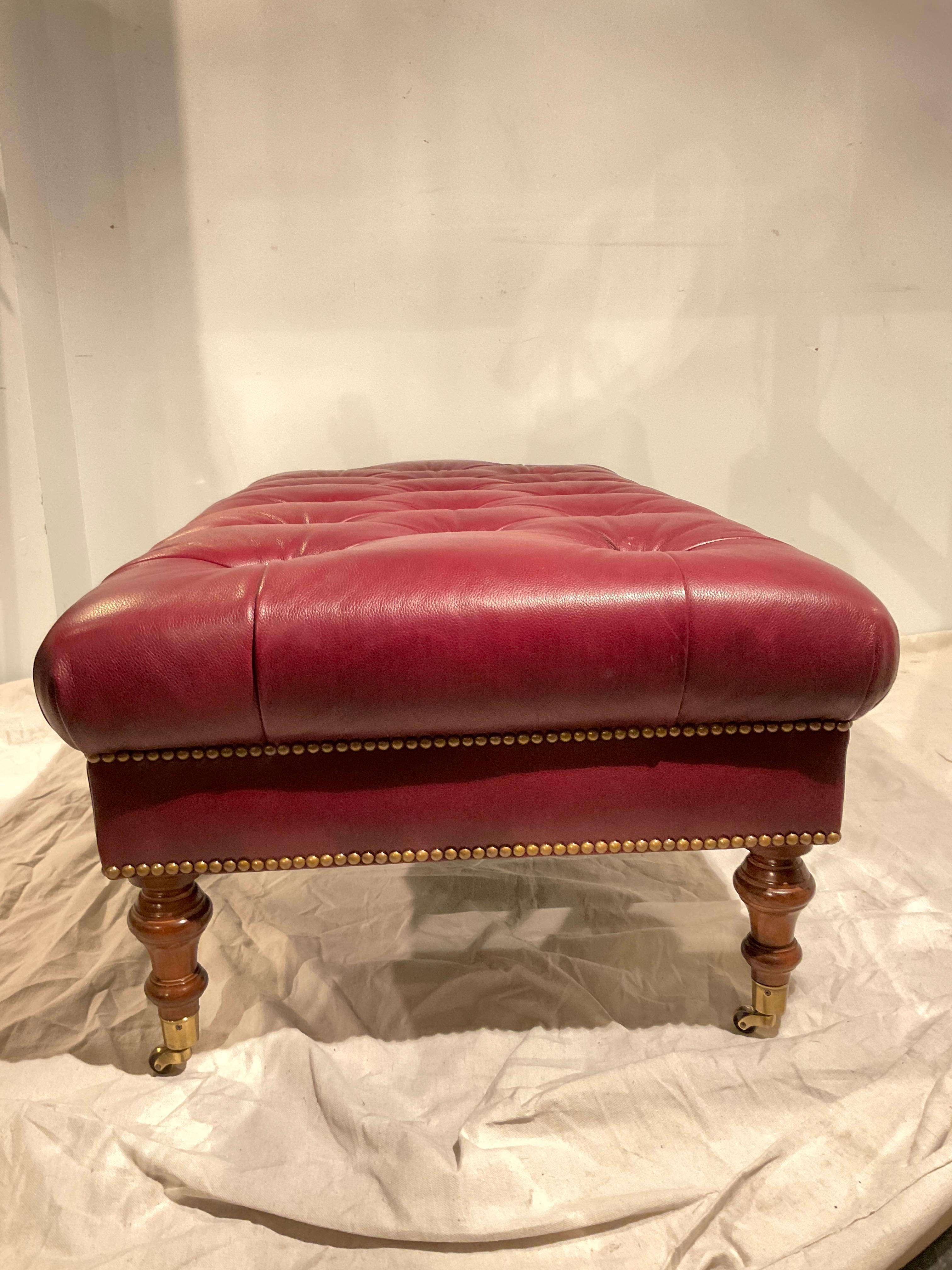 red leather footstool
