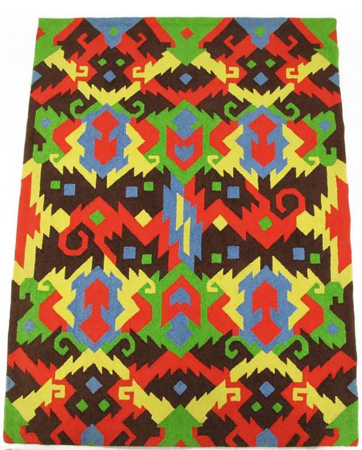 Mid-Century Modern Edward Fields 1972 Colorful Geometric Rug For Sale