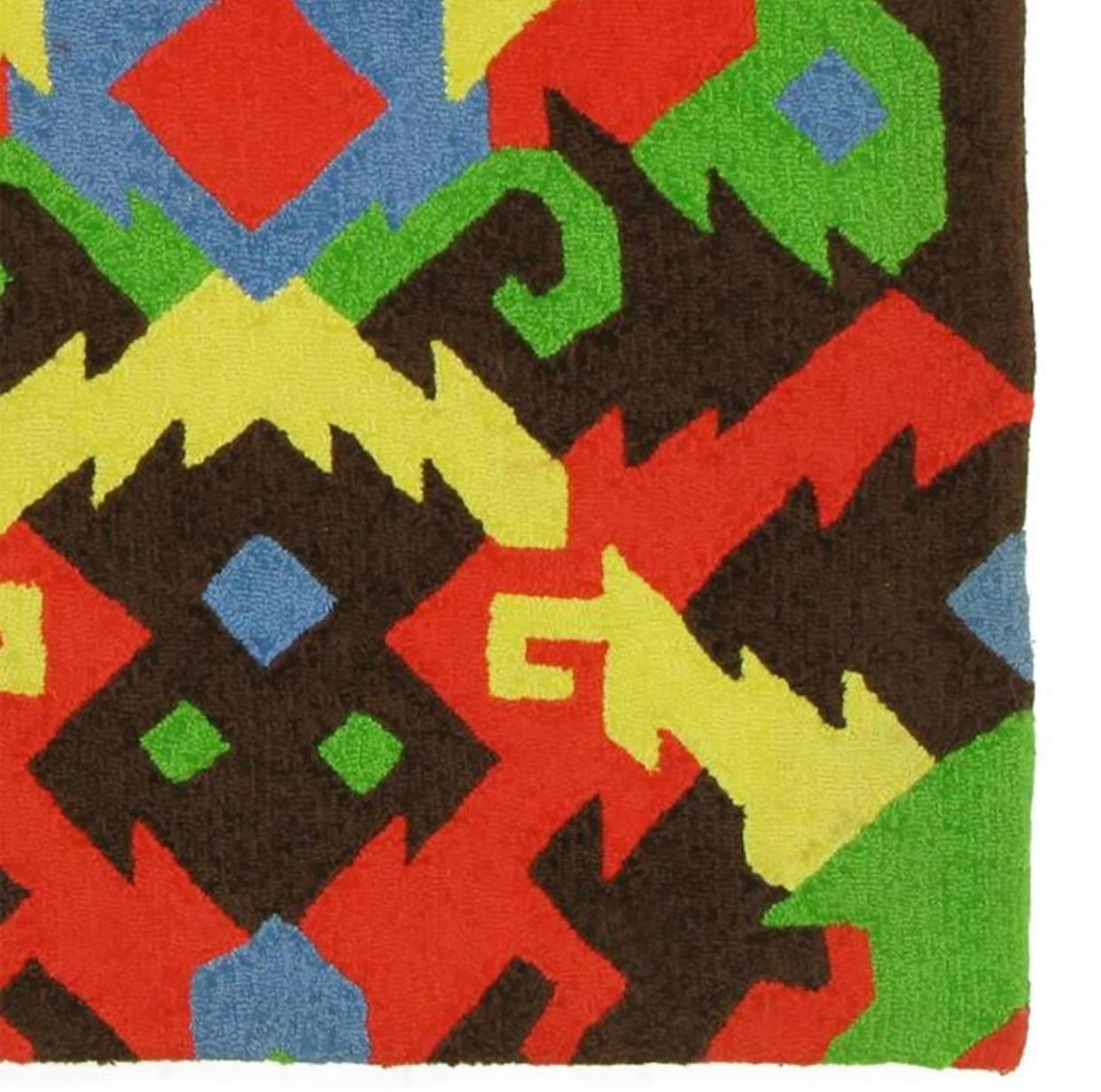American Edward Fields 1972 Colorful Geometric Rug For Sale